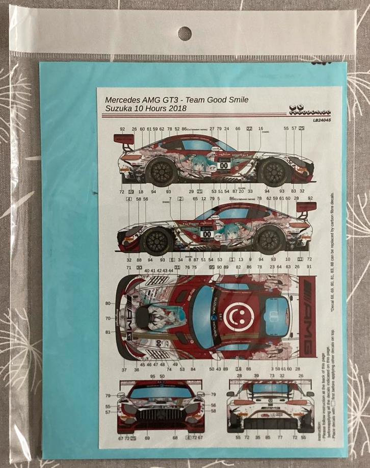 LB Production Mercedes AMG GT3 GoodSmile 2018 Suzuka decals, Hobby & Loisirs créatifs, Modélisme | Voitures & Véhicules, Tamiya