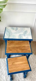 Set van 3 vintage bijzettafeltjes/ nest tafeltjes, Ophalen of Verzenden, Zo goed als nieuw