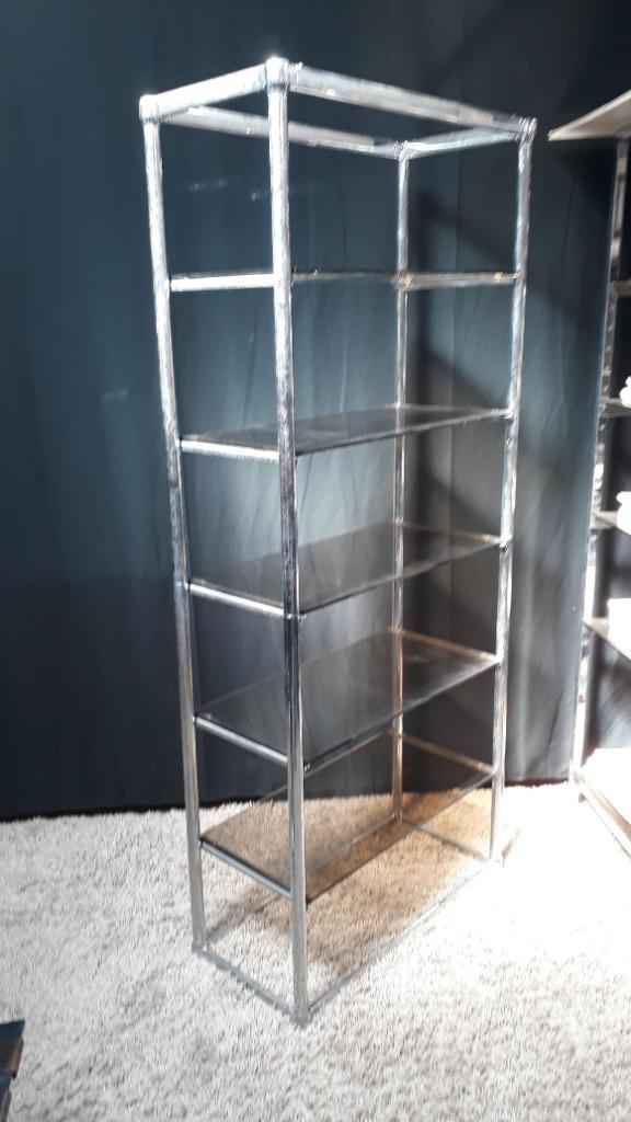 Vintage vitrine rek chroom rookglas, Huis en Inrichting, Kasten | Vitrinekasten, Gebruikt, 150 tot 200 cm, 50 tot 100 cm, 25 tot 50 cm