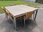 Prachtige tuintafel met 6 rotanstoelen, Ophalen, Gebruikt, Stoel