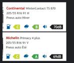 4 Pneus Michelin, 4 pneus Continental& jantes, Ophalen, Gebruikt