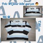 Polo ML pour garçon -blanc/brun/bleu-H&M-T.86 cm, Kinderen en Baby's, Babykleding | Maat 86, Gebruikt, Truitje of Vestje, H&M