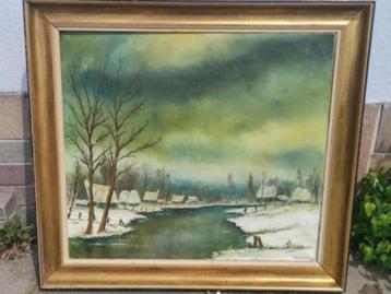 huile sur toile paysage enneige signe L. VANDOMMELE beschikbaar voor biedingen