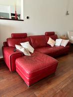 Leren rode zetel, Huis en Inrichting, 250 tot 300 cm, Gebruikt, Leer, 75 tot 100 cm