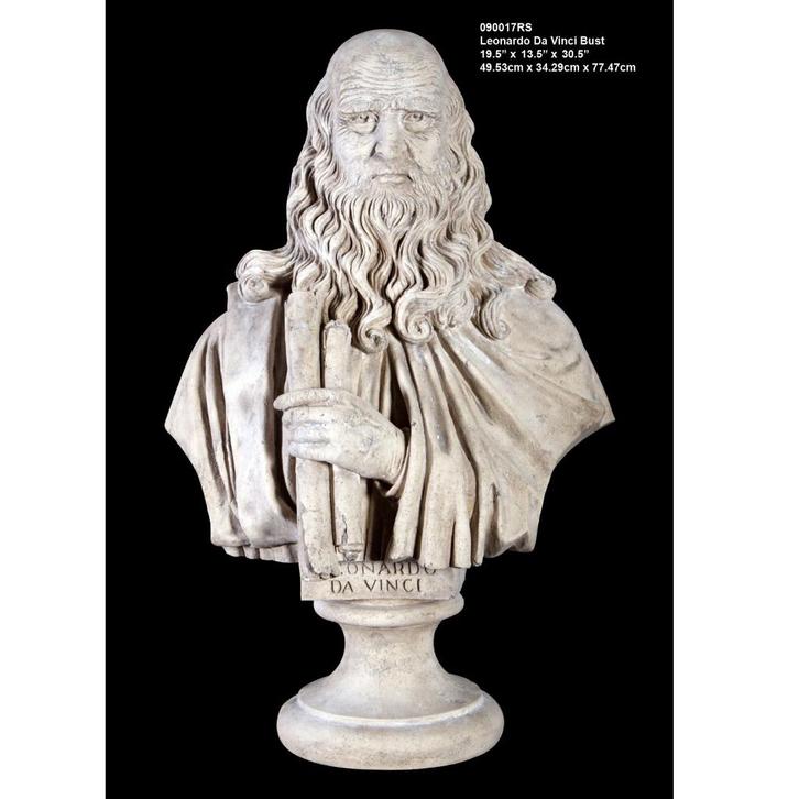 Leonardo Da Vinci beeld – Buste Hoogte 78 cm, Verzamelen, Beelden en Beeldjes, Nieuw, Ophalen