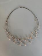 Gouden halsketting met parels, Handtassen en Accessoires, Kettingen, Ophalen, Zo goed als nieuw, Wit