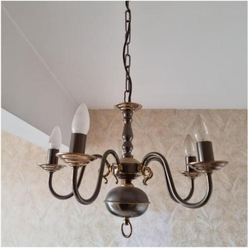 Mooie vintage metalen kroonluchter, Antiek en Kunst, Antiek | Verlichting, Ophalen of Verzenden