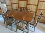 Eiken saloontalel en stoelen, Brun, Bois, Enlèvement, Cinq, Six Chaises ou plus