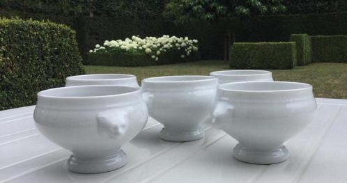 Set Vijf Witte Keramische Kommetjes met leeuwenkop, Antiek en Kunst, Antiek | Keramiek en Aardewerk, Ophalen