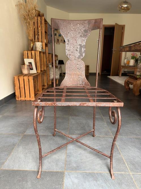 6 Smeedijzeren stoelen / 6 chaises en fer forgé, Huis en Inrichting, Stoelen, Gebruikt, Vijf, Zes of meer stoelen, Bruin, Ophalen