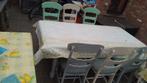 Stoelen en tafel, Huis en Inrichting, Tafels | Eettafels, Ophalen, Gebruikt, 50 tot 100 cm, Vijf personen of meer