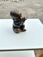 Bronzen-look beeldje van zittend kind – 20 cm hoog, Ophalen, Nieuw