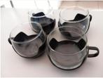 4 retro vintage tassen glazen thee koffie huishouden servies, Ophalen of Verzenden, Huis en Inrichting