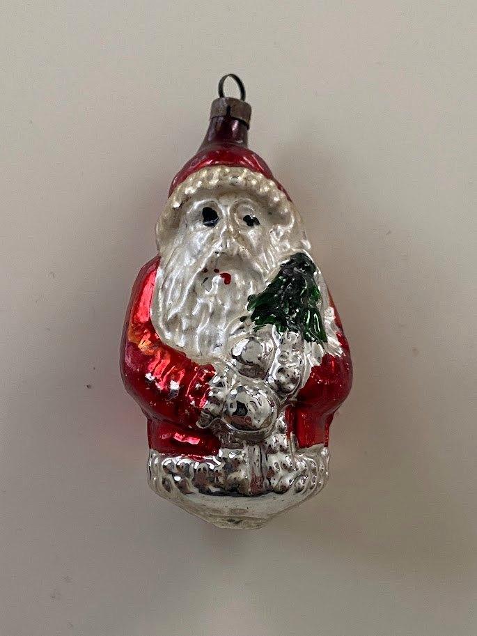 Antieke handgeschilderde glazen vintage kerstbal jaren '60, Diversen, Kerst, Zo goed als nieuw, Ophalen