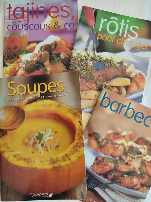 Lot de 4 livres de recettes : barbecue, tajines, soupes..., Livres, Livres de cuisine, Comme neuf, Entrées et Soupes, Plat principal