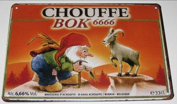 LA CHOUFFE BIER : Metalen Bord Chouffe Bok 6666 beschikbaar voor biedingen