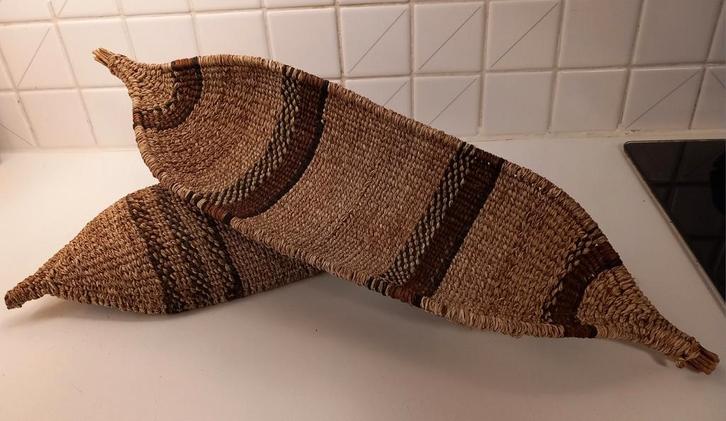 2 Ethiopische gevlochten mandjes handwerk Bahir Dar, Huis en Inrichting, Woonaccessoires | Schalen en Manden, Nieuw, Mand, Ovaal