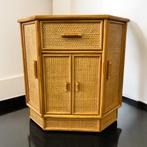 Vintage rotan hoekkastje – retro boho design, Ophalen of Verzenden