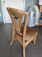 4 ROTAN STOELEN MET MARMEREN ZWALUWPRINT ALS RUGLEUNING, Huis en Inrichting, Ophalen, Zo goed als nieuw