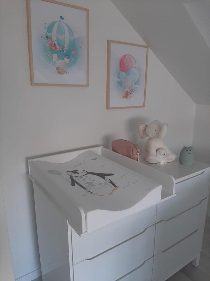 Bed + commode childhome + aerosleep matras, Kinderen en Baby's, Kinderkamer | Bedden, Gebruikt, 140 tot 160 cm, 70 tot 85 cm, Lattenbodem