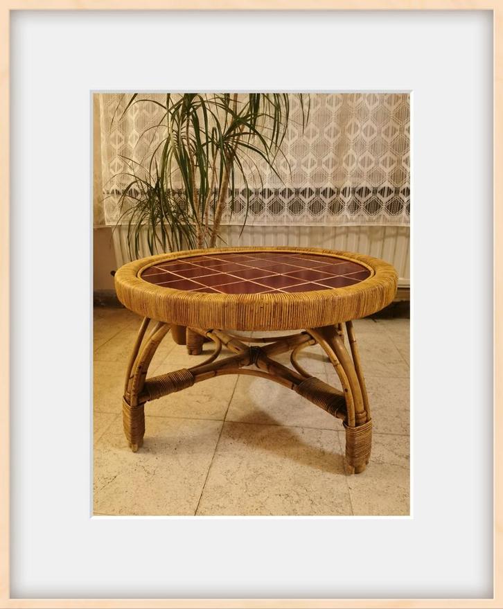 Vintage salontafel, Huis en Inrichting, Tafels | Salontafels, Minder dan 50 cm, 50 tot 100 cm, 50 tot 100 cm, Rond, Ophalen