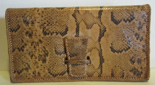Leuke vintage beige slangenleren tas, clutch 428, Handtassen en Accessoires, Tassen | Damestassen, Zo goed als nieuw, Avondtasje
