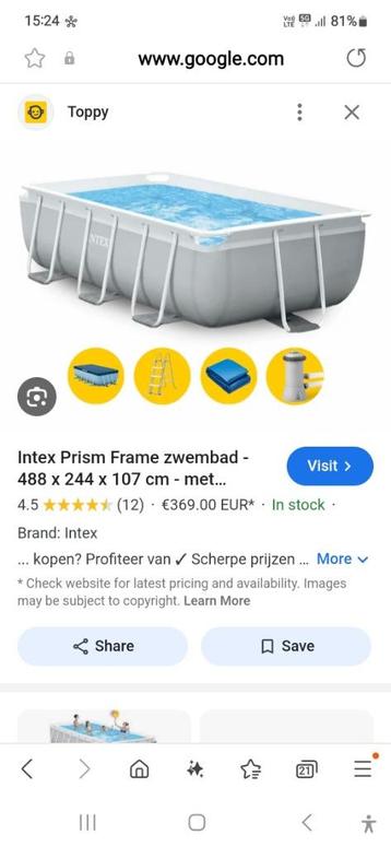 Groot intex zwembad 488x244x107 moet weg! beschikbaar voor biedingen