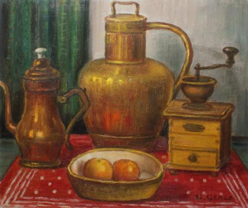 Urbain Gerlo (1897-1986): Stilleven 1974 (O/D, 68 x 58 cm), Antiquités & Art, Art | Peinture | Classique, Enlèvement ou Envoi