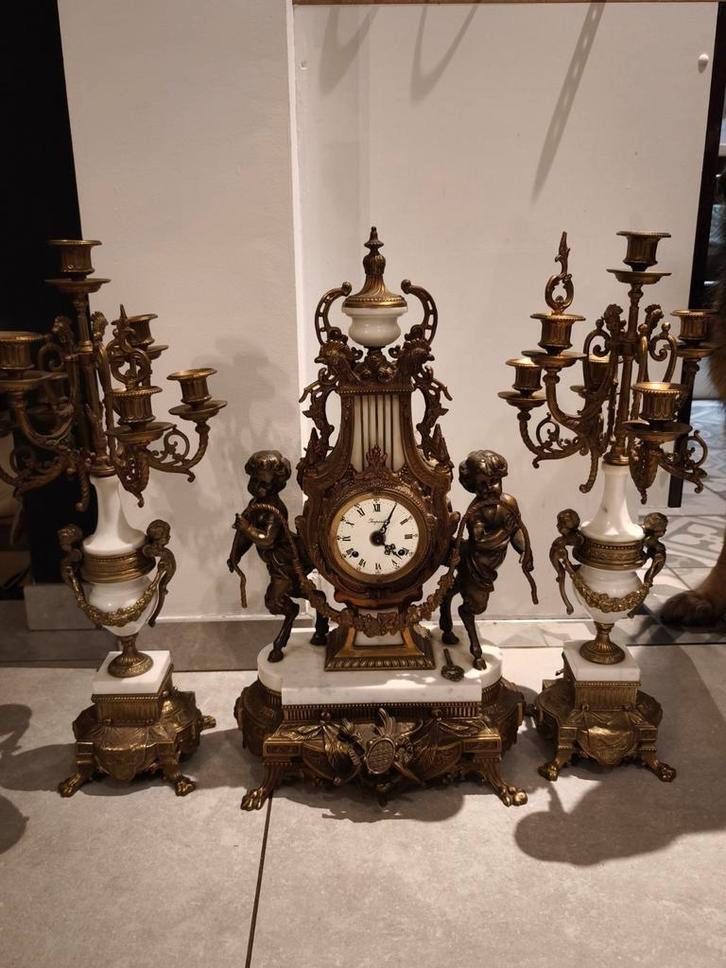 Monumentale Empire-stijl schouwset (60 cm), Antiquités & Art, Antiquités | Horloges, Enlèvement