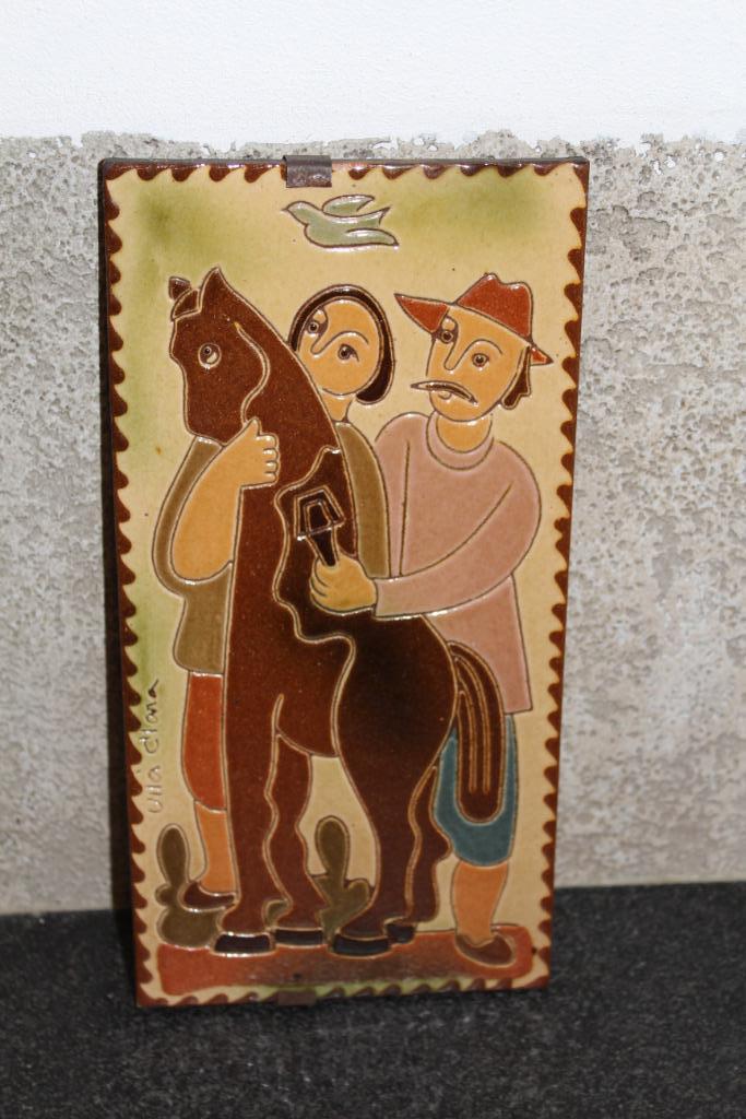 Vintage keramiek wandbord / tegel Vilà Clara, Huis en Inrichting, Woonaccessoires | Wanddecoraties, Zo goed als nieuw, Ophalen of Verzenden