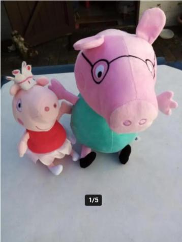 Peppa Pig : 3 knuffels - 28, 19, 20 cm, doos blokjes, puzzel beschikbaar voor biedingen