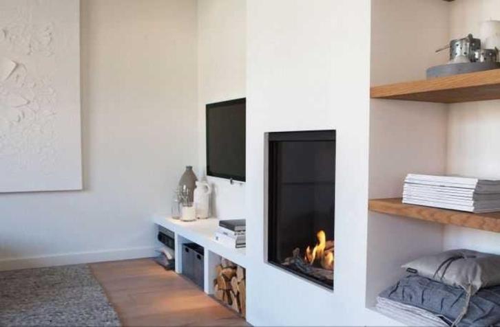 Stüv type 20 inbouw haard met telescopische glazen liftdeur, Huis en Inrichting, Haarden, Gebruikt, Houthaard, Ophalen