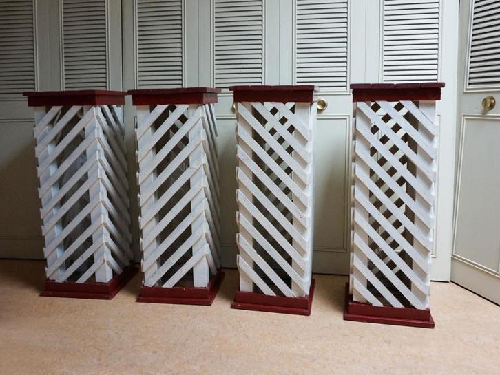 Set van 4 houten zuilen, Huis en Inrichting, Woonaccessoires | Zuilen en Pilaren, Gebruikt, Ophalen