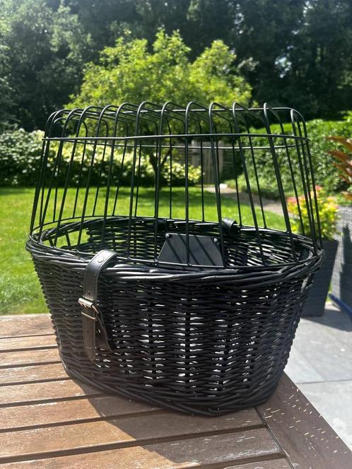 Honden fietsmand voorop stuurmodel Zwart Wilgenhout en metaa, Dieren en Toebehoren, Honden-accessoires, Nieuw, Ophalen