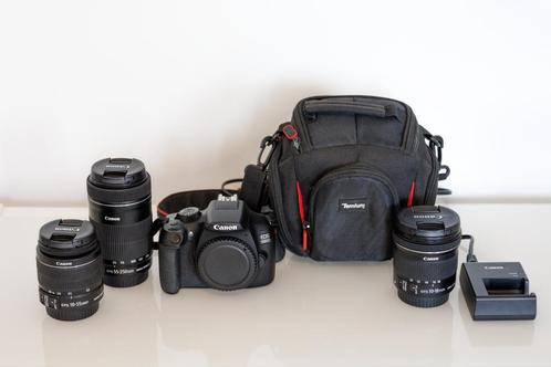 Canon EOS 1300D + 3 lenzen + tas – €350, Audio, Tv en Foto, Fotocamera's Digitaal, Gebruikt, Spiegelreflex, Canon, Ophalen