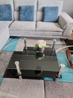 Glazen salontafel, Huis en Inrichting, Tafels | Salontafels, Ophalen, Gebruikt, 50 tot 100 cm, Vierkant