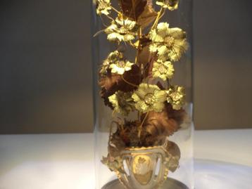 antiek getrokken glas STOLP verguld boeket bloemen bladeren beschikbaar voor biedingen