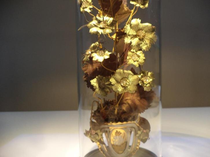 antiek getrokken glas STOLP verguld boeket bloemen bladeren, Antiek en Kunst, Antiek | Glaswerk en Kristal, Ophalen of Verzenden