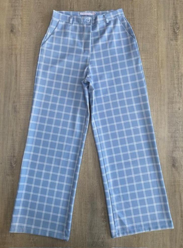 NIEUW! BEL&BO Lichtblauw geruite broek maat 36, Kleding | Dames, Broeken en Pantalons, Nieuw, Maat 36 (S), Blauw, Lang, Ophalen of Verzenden