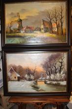2 schilderijen met molen M. Douven