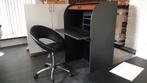Vintage houten bureau met rolluik en bureaustoel, Huis en Inrichting, Ophalen, Gebruikt, Bureau