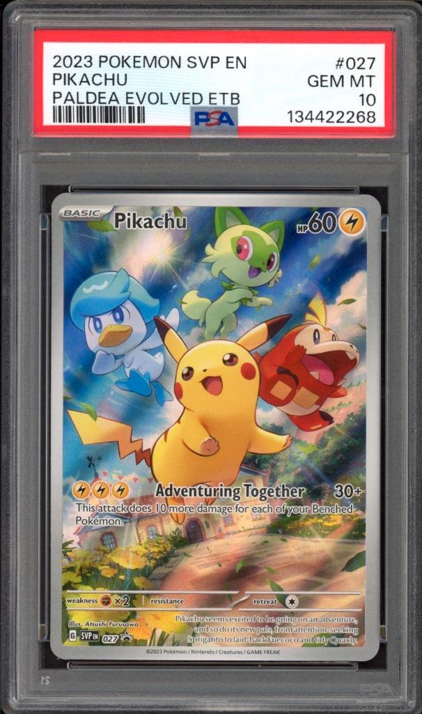 Pikachu PSA 10 - SVP027 - Scarlett and Violet Promo 2023, Hobby en Vrije tijd, Verzamelkaartspellen | Pokémon, Zo goed als nieuw