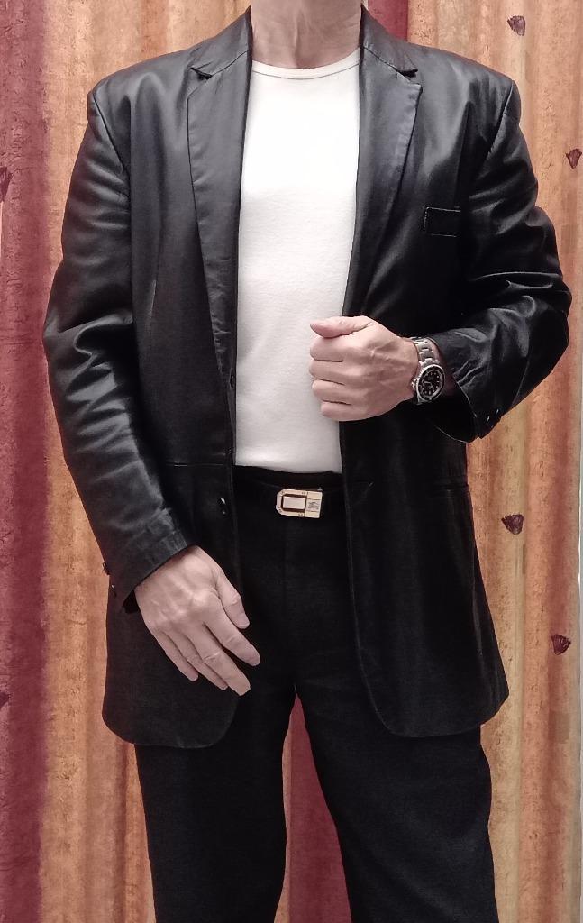 Yves Saint Laurent Zwarte Lederen Jas, Kleding | Heren, Jassen | Winter, Zo goed als nieuw, Maat 56/58 (XL), Zwart, Ophalen