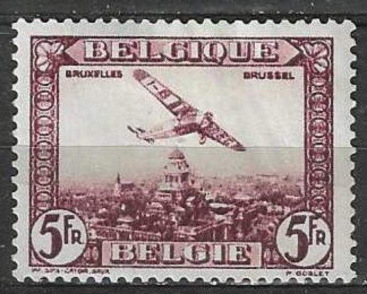Belgie 1930 - Yvert/OBP 5PA - Vliegtuig boven Brussel (PF), Postzegels en Munten, Postzegels | Europa | België, Luchtvaart, Met plakker