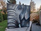 Handgeschilderd schilderij olifant (100x100), 75 cm ou plus, Comme neuf, Enlèvement, Peinture