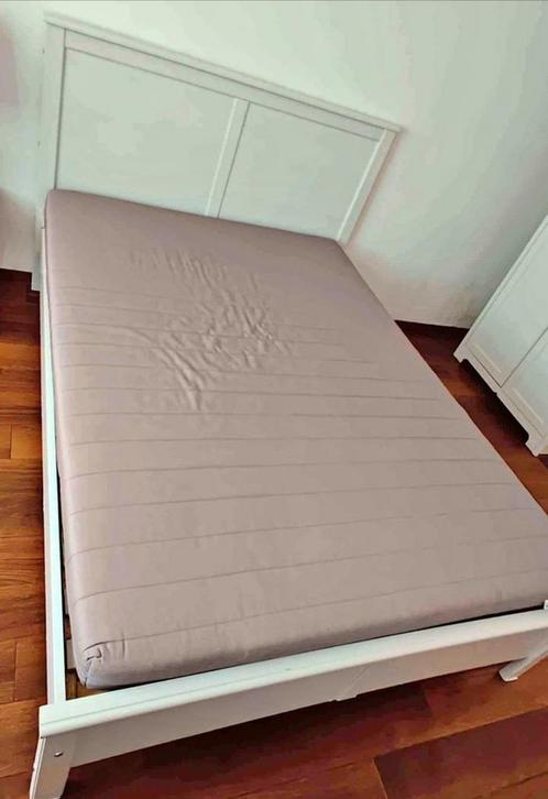 Prachtig wit houten bed van LeenBakker met nieuwe boxspring, Huis en Inrichting, Slaapkamer | Bedden, Zo goed als nieuw, Hout