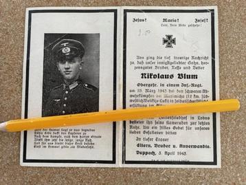 BP DUITSE SOLDAAT OBERGEFREITER GESNEUVELD 22/3/1943 BLUM N.