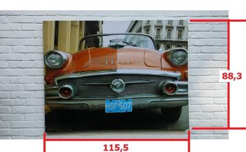 Canvasdoek. Buick in Cuba. 115 x 88 x 4 cm. Print. Spanraam. beschikbaar voor biedingen