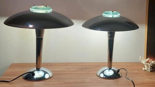 Een paar vintage Chrome paddenstoelenlampen., Huis en Inrichting, Lampen | Tafellampen, Zo goed als nieuw, Ophalen of Verzenden