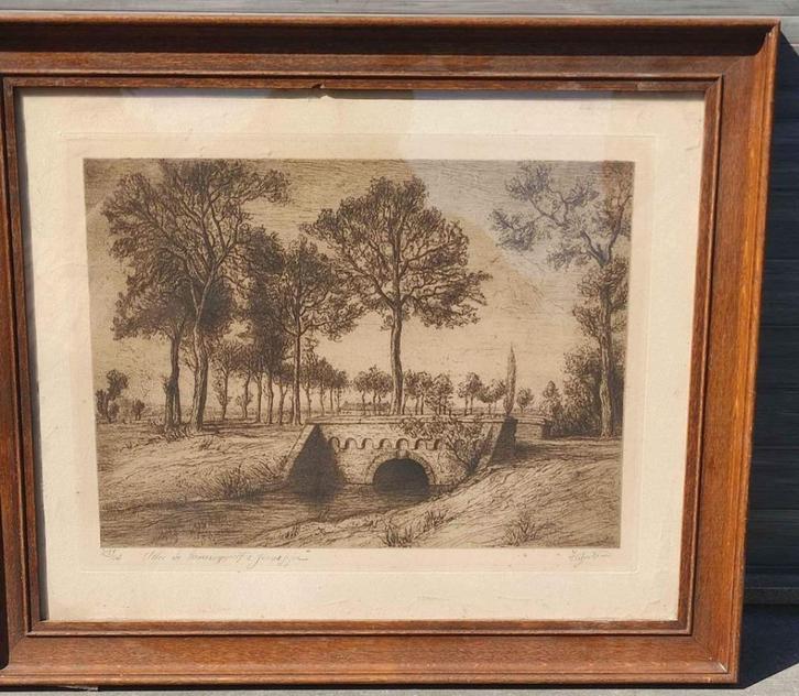 Gravure Jemappes signe Victor dieu, Antiek en Kunst, Kunst | Etsen en Gravures, Ophalen of Verzenden
